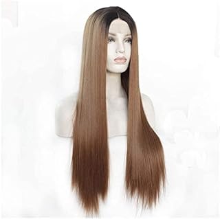 Wigs European and Fashion woman Wig with Long Straight Curly Hair Natural Appearance Heat-Resistant Fiber Synthetic Wig(16 Inches)