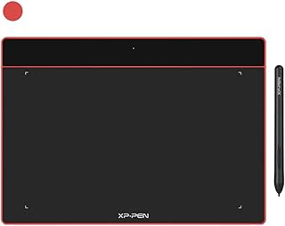 XP-بين تابلت رسم جرافيك رقمي مقاس 10×6 انش من ديكو فن مع 8192 مستوى من الضغط بدون بطارية للرسم الرقمي والرسوم المتحركة والتدريس عبر الانترنت (احمر)