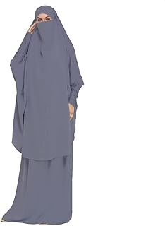 Muslim Dress Women's Plain Two Piece Muslim Long Robe with Hijab Middle East Dubai Arab Islamic Ramadan Summer Dress Prayer Clothing Abaya for Women