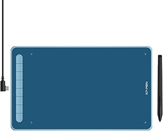 XP-بين تابلت للرسم الجرافيكي من ديكو ال بتصميم قلم رقمي رفيع للغاية مع قلم X3 ذكي وخاصية الميل و8 مفاتيح اختصار ومساحة عمل 10×6 انش (ازرق)