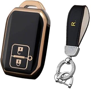 HIBEYO Soft TPU Key Fob Cover with Keychains for Suzuki Spacia MK53S Jimny Sierra Swift Wagon Car Key Case Accessories