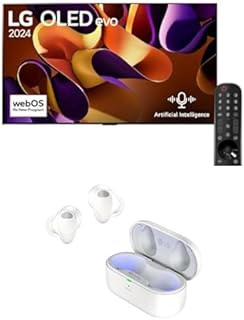 LG 65 Inch 4K OLED WebOS 24 Dolby ATMOS HDR 10 Smart TV, α11 AI Sound Pro (Virtual 11.1.2 Up-mix), Magic Remote included Evo G4 OLED65G46LA + White LG TONE T90S True Wireless Bluetooth Earbuds