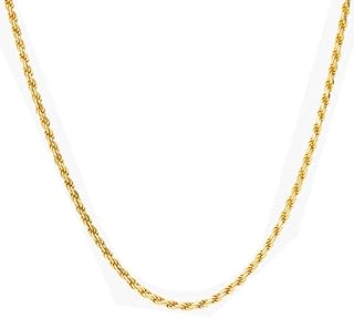 2mm Diamond Cut Rope Chain Necklace 24k Real Gold Plated