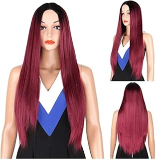 Wigs Gradient Color Wig with Long Straight Hair Dyed T Wig Color Wig Europe Synthetic Cosplay Wig Pastel Colorful Costume Wig(Pink)