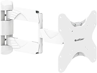 حامل تلفزيون LED يثبت على الحائط بحركة كاملة رفيع المظهر عصري وعالي الجودة من 23 انش الى 42 انش طراز Qg-TM-005-WHT من كوال جير، ابيض [مدرج في قائمة يو ال]