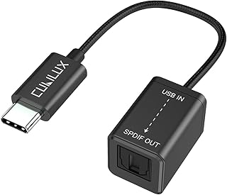 كيوبيلوكس جهاز ارسال USB C الى SPDIF، محول مخرج صوت بصري احادي الاتجاه مع محول رقمي تناظري 192KHz/24 بت لجهاز ماك بوك برو/اير واللابتوب والكمبيوتر، أسود