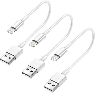 كيبل شحن لايتنينج اصلي مطور بمنفذ USB-A 2022 [عبوة من 3 قطع بطول 1 قدم] معتمد من ابل، لايفون 13/ 12/ 11/ ميني/ برو/ XR/ XS /XS/ ماكس/ X /SE/8 /7/ 6 بلس، وايباد وايبود وايربودز - ابيض