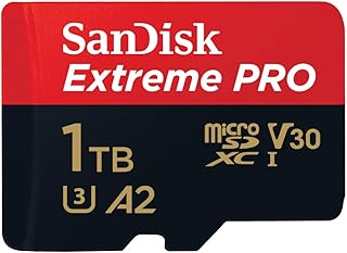 بطاقة microSDXC من سانديسك 1 تيرابايت + محول SD + ريسكيو برو ديلوكس، تصل إلى 200 ميجا/ ثانية، مع أداء تطبيق اية 2، يو اتش اس- اي، الفئة 10، يو 3، في 30 - اسود