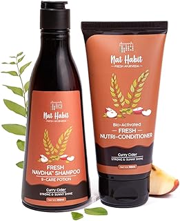 Nat Habit Curry Cider Shampoo and Conditioner for Women & Men, Soft and Shiny Hair, Sulphate Free Hydration Kit