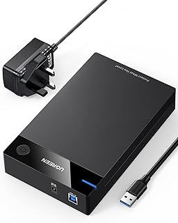 يوجرين حافظة القرص الصلب الخارجي 3.5 USB 3.0 إلى SATA مع محول طاقة متوافق مع القرص الصلب 3.5 2.5 بوصة، WD، سيجيت، توشيبا، ، HDD، SSD 10 تيرابايت، ، قابس UASP-UK بدون أدوات