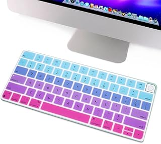 COMP-SA - HRH For Apples Mаɡiс Wireless keybord Cover (2021 release) A2450 A2449 iMACs Keyboard Stickers Protector Rainbows Silicone Cover US (Blue powder gradient)