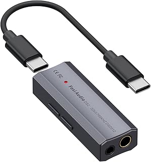 فوسي اوديو مكبر صوت محمول من دي اس 2 بمنفذ USB C DAC DSD512 ES9018K2M مع مخرج سماعة راس مزدوج 3.5 ملم و4.4 ملم للهواتف الذكية/الكمبيوتر/اللاب توب