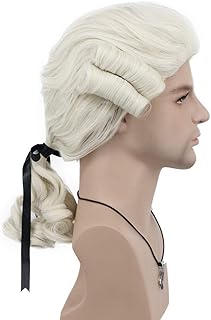 VGbeaty Man Colonial Judge Wig Long Curly Beige Wig Cosplay Wig