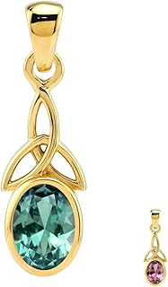 Birthstone Gemstone 925 Sterling Silver Triquetra Celtic Knot Solitaire Pendant