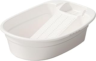 Bothyi Washboard Basin,Cleaning Basin,Portable,Washtub Washboard Basin,Washtub with Integrated Washboard for Socks,Laundry,Hand Wash, White