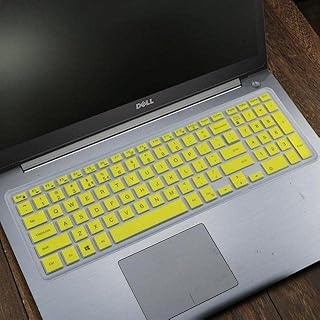 COMP-SA - Dustproof Waterproof Silicone Keyboard Protector Cover Guard for DELLs Inspirons 15 3000 series 15.6" Laptop (Transparent yellow)