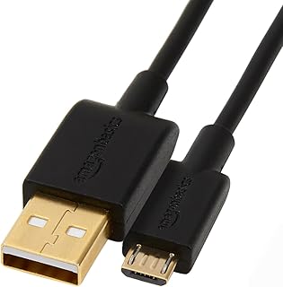 كيبل شحن USB 2.0-A ذكر الى مايكرو B من أمازون بيسكس، 10 قدم، اسود