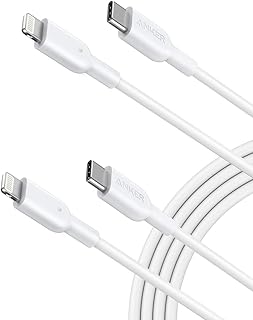 انكر كيبل USB C الى لايتنينج [6 قدم، عبوتان معتمد من ابل] باورلاين II لايفون 12 برو ماكس/ 12/11 برو/ اكس/ اكس اس/ اكس ار/ 8 بلس/ ايربودز برو، يدعم توصيل الطاقة (ابيض)