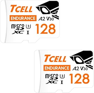 تي سيل بطاقة ذاكرة microSDXC عالية التحمل 128GB مع محول - A2، UHS-I U3، V30، 4K، بطاقة Micro SD، قراءة/كتابة حتى 100/80 ميجابايت/ثانية، مايكرو اس دي فل اتش دي لكاميرا داش كام، مراقبة، سي سي تي في