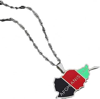 Hafrita Afghanistan Map Flag Pendant Chain Necklaces Afghan Maps Flag Pendant Necklaces