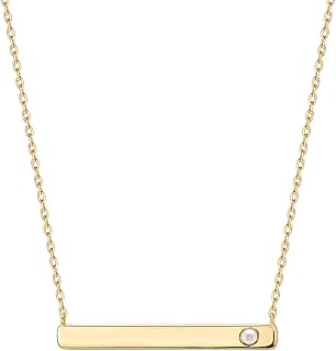 14K Gold Plated Crystal Birthstone Bar Necklace | Dainty Necklace | Gold Necklaces for Women |