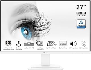 MSI برو MP273AW 27 انش 1920 × 1080 FHD IPS 100Hz حماية بصرية معتمدة من تي يو في 4 مللي ثانية منفذ عرض HDMI امالة ابيض ام اس اي LCD