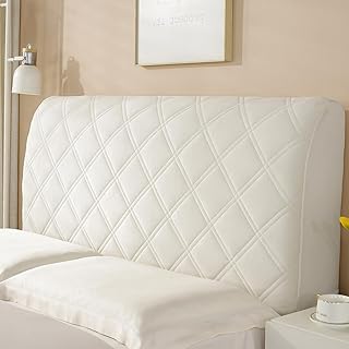 Wambere Bed Headboard Covers Bed Headboard Cover Headboard Cover for Bed Bed Back Wall Cover Dustproof Stretch Bed Headboard Cover Headboard Cushion Bed Head Backrest Cover, Off White A, 190 cm