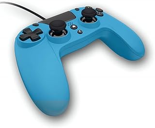 Gioteck VX4 - Compact Controller for PS4 with 3.5 mm Jack - USB Wired Controller for Playstation4/Pro/Slim/PC - Gaming Headset - Gamepad - Dual Vibration Shock - Controller Blue، من جيوتيك، أزرق