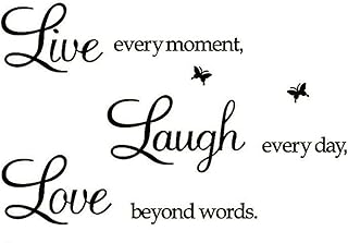 ملصقات جدار تحفيزية بعبارة Live Every Moment Laugh Day Love Beyond Words من ريتريوف باقتباسات عائلية ملهمة