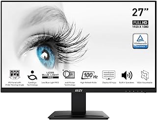 MSI برو MP273A 27 انش 1920 × 1080 FHD IPS 100Hz حماية بصرية معتمدة من تي يو في 4 مللي ثانية منفذ عرض HDMI امالة اسود ام اس اي LCD