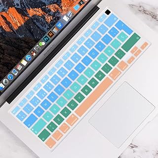 COMP-SA - Newest For Macbooks Air 13 inch 2020 M1 A2337 A2179 Keyboard Cover EU Enter Spanish Keyboard Skin Protector Gradient Color (Gradient Blue Green)