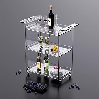 solaround Acrylic Bar Cart Serving Cart with Wheels Rolling Cart (Large)