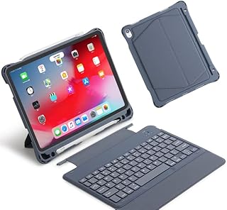 COMP-SA - Slim Bluetooth Keyboard for Ipads pro 11 Inch 2018, Ipads Keyboard Heavy Strong Protection Leather Case with Pencil Holderg (dark gray)