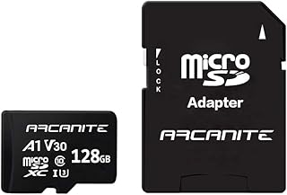 اركانيت بطاقة ذاكرة MicroSDXC سعة 128GB مع محول - UHS-I U3، A1، V30، 4K، C10، Micro SD - AKV30A1128