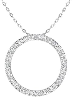 Diamondere Natural and Certified Diamond Circle Necklace in 14k Solid Gold | 0.21 Carat Pendant with Chain