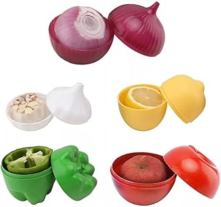 ACESOME Reusable Vegetable Storage Box, Fruit and Vegetable Storage Containers, Onion Storage, Garlic Chilli Tomato Keeper, Lemon Saver, Freezer Fridge Holder BPA Free 5 Pcs Set