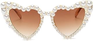 COTIA Luxury Fine Shimmering Love Pearl Sun Glasses Women Heart Glasses Casual Bling Sunglasses