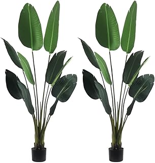 ALL SEASON GREEN 62''T Artificial Birds of Paradise Plant Tropical Palm Tree for Home Decor Indoor Large Potted Fake Floor Plant 2 Pack