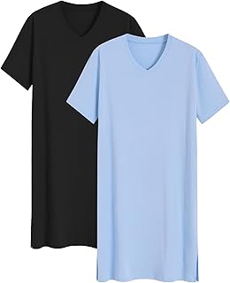 Latuza Men's 2 Pack Nightshirt Cotton Sleep Shirt Nightgown