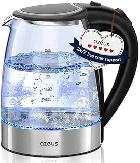 AZEUS Electric Kettle 1500W Cool Touch Tea Kettle Anti-scalding Design 1.8L Large Capacity Kettle BPA-Free, White