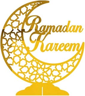 ديكور رمضان- عيد مبارك ديكور ثلاثي الأبعاد أكريليك الهلال القمر الذهبي القمر الإسلامي الجدول الديكور الإسلامي الإسلامي زخرفة الحرف عيد الفطر حزب هدايا رمضان كريم (F)