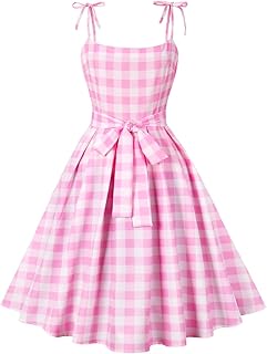 Rockabilly Kleider Damen Vintage Retro 50s Sommer Spaghettiträger Polka Dot Swing Faltenrock Partykleid Coctailkleid