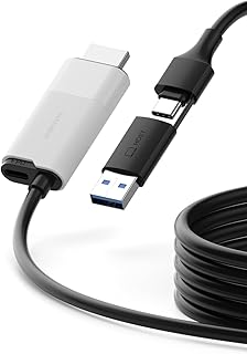 هاغي بيس بطاقة التقاط فيديو USB3.0 مع بي دي 100 واط، كيبل التقاط HDMI الى USB A/USB C 1080P @60fps YUY2 MJPEG MS2130 لكويست 3 في ار سويتش PS4/5 البث المباشر والالعاب والبث المباشر والمسجل، ابيض