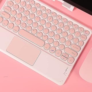 COMP-SA - Wireless Keyboard with Touchpad for Ipads Color Matching New Bluetooth Fast Connection Portable Office (Pink)