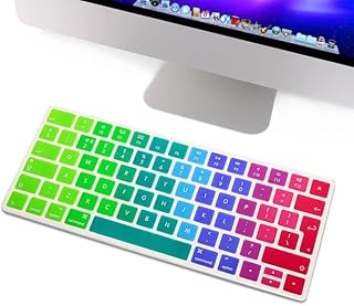 COMP-SA - HRH 100pcs EU/UK Rainbows Keyboard Cover Silicone Skin for Apples Mаɡiс Keyboard MLA22B/A Europeans/ISO Keyboard Silicone Skin (Dazzle Rainbows)