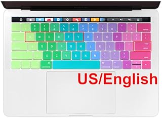 COMP-SA - US USA Enter Rusiann Arabic Ukraines English Layout Thin Soft Silicone Keyboard Cover for Macbooks Pro 13 15 Touch Bar 2019 2018 (US English Rainbows)