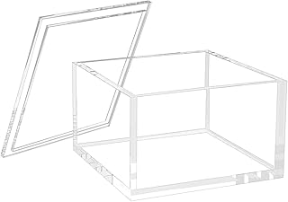 صندوق ديكوري من الاكريليك بغطاء نيوبي شفاف مربع قابل للتكديس متعدد الاغراض للمكتب والمنزل L