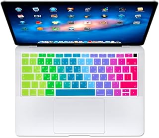 COMP-SA - HRH Rainbows Arabic Silicone Keyboard Protective Film for Apples for Macbooks Air 13 А1932 with Touch ID Fingerprint 2018 Release (Dazzle Rainbows)