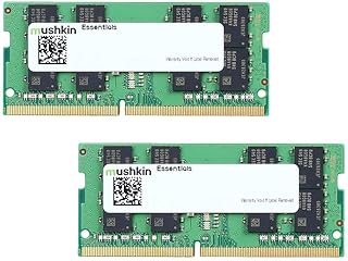 ماشكن مجموعة ذاكرة RAM DDR4 للابتوب بسعة 32GB (2×16GB) من اسينشالز - 3200 ميجاهرتز (PC4-25600) CL-22 – 260 دبوس 1.2 فولت رام نوت بوك – قناة مزدوجة – جهد منخفض – (MES4S320NF16GX2)