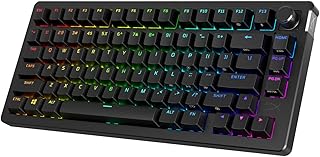 HyperX Alloy Rise 75 Wireless 75% Hot Swappable Mechanical Gaming Keyboard, PC, Up to 80 Hours Backlight On, Dual 2.4GHz Wireless and Bluetooth